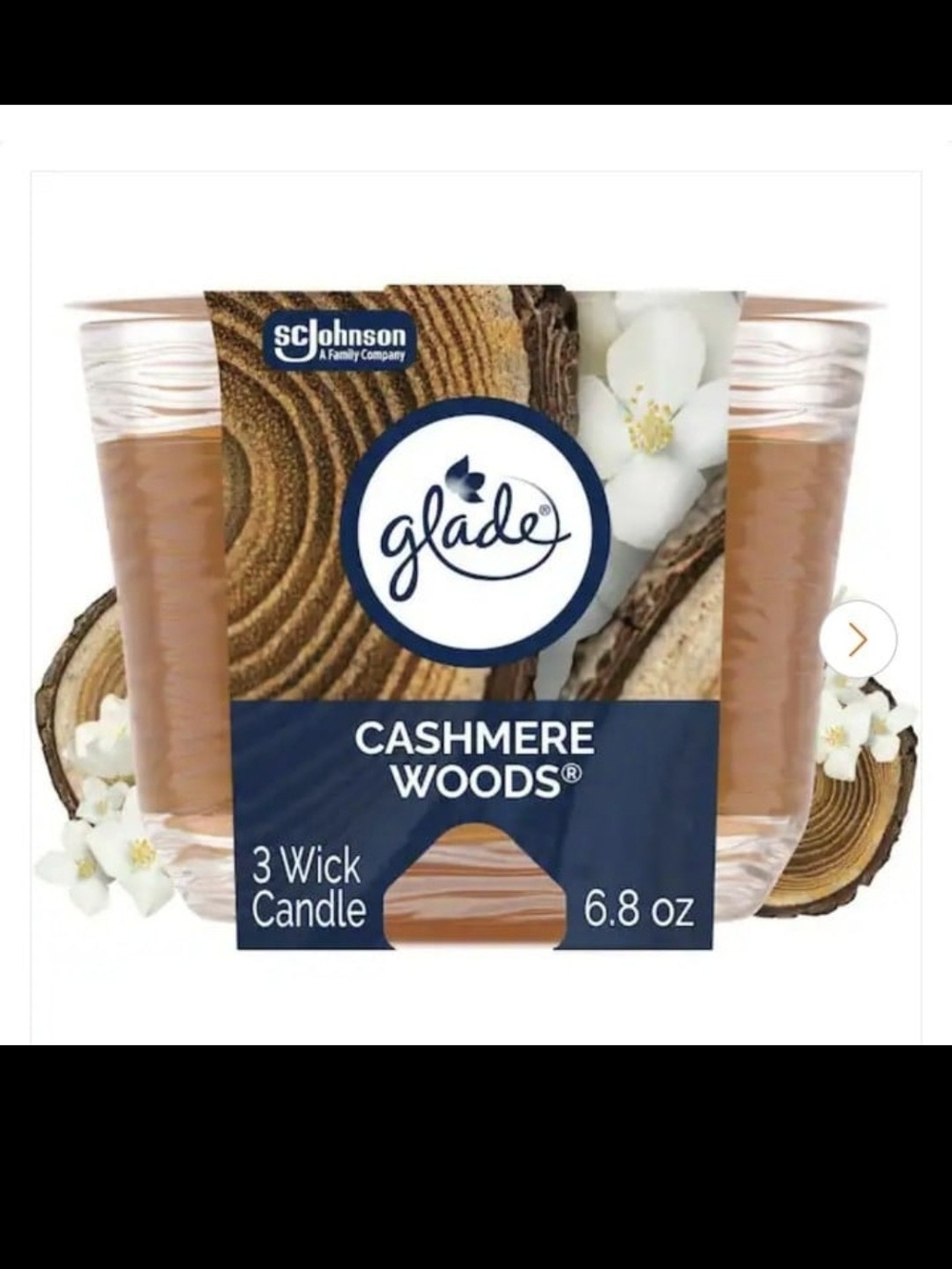 Glade Cashmere Woods 3-Wick Candle NEW